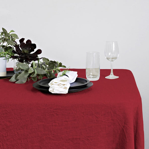 Linen Table Cloth - Red