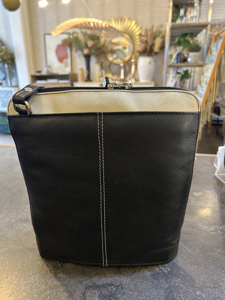 Paris Leather Handbag Slate/black