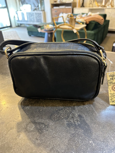 Oval Leather Handbag - Black