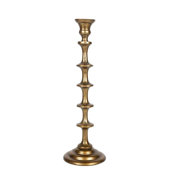 Ridged Taper Candlestick - Gold - Tall