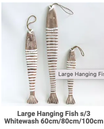 Wooden hanging fish set of 3