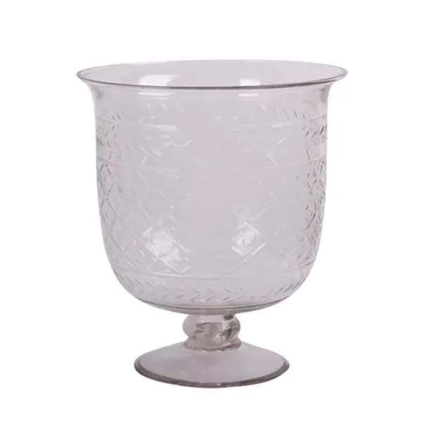 Cross Cut Footed Vase - Glass