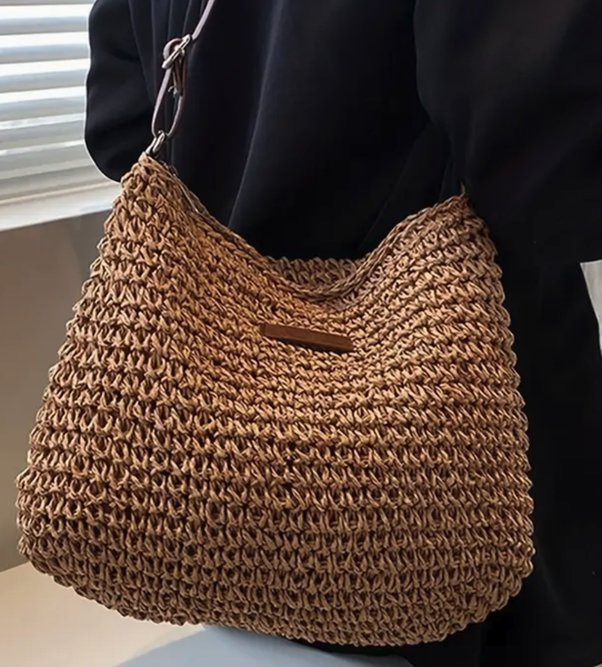 Hand Woven Straw bag Brown