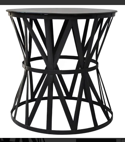 Large Black Iron Drum Table