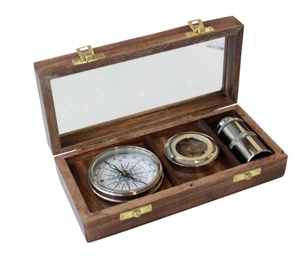Magnifier, compass & telescope