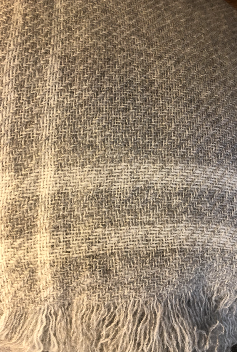 Brushed Wool Throw - Ecru Check