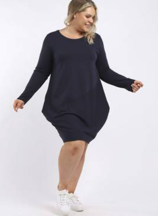 Sasha Cotton Long Sleeve Dress navy