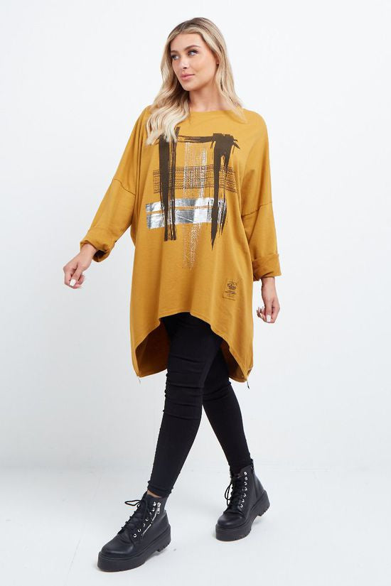 Brush Stroke Sweater - Mustard