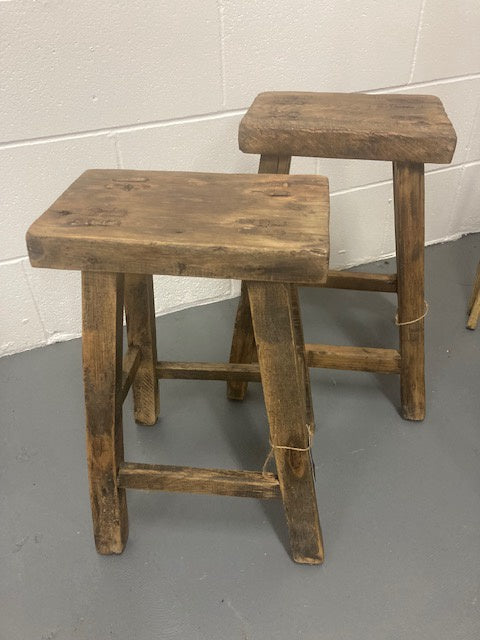 Antique Elm Rect Stool