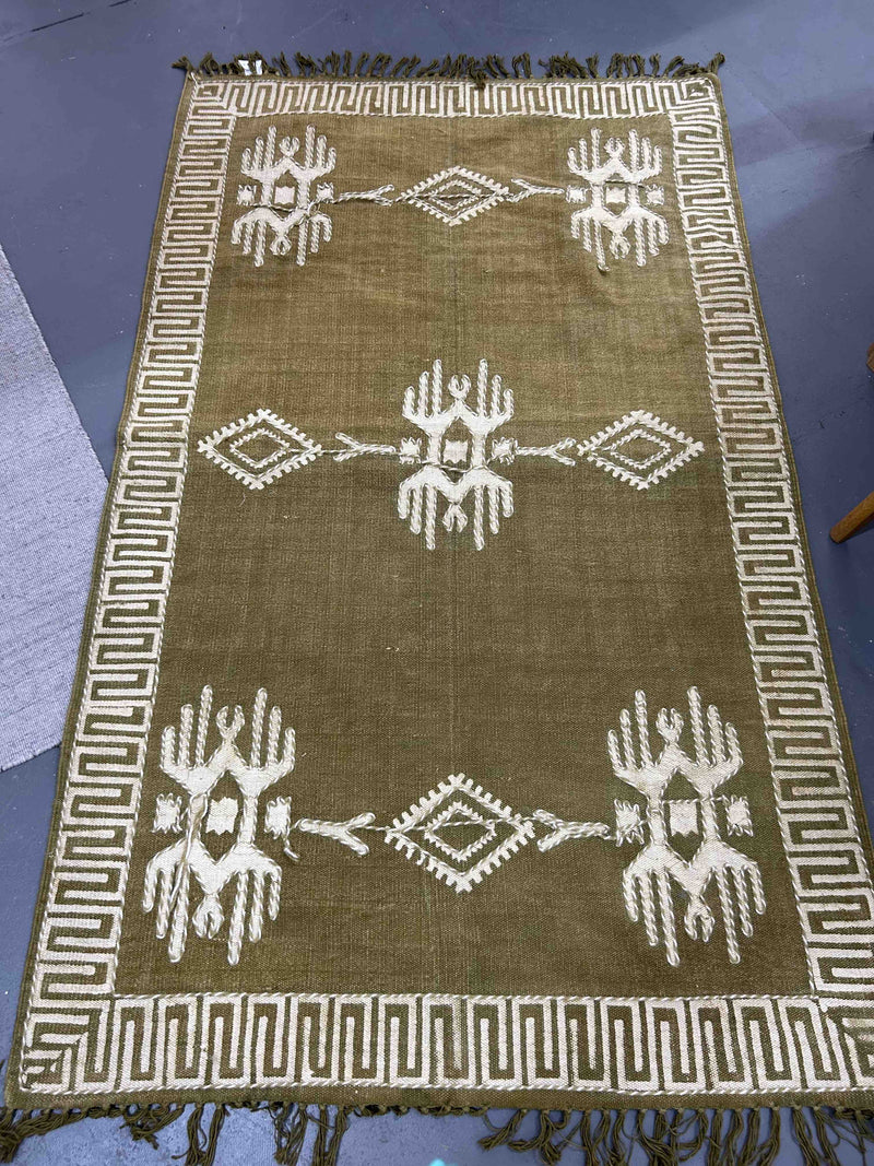 Aztec Cotton Rug Khaki 120x180cm