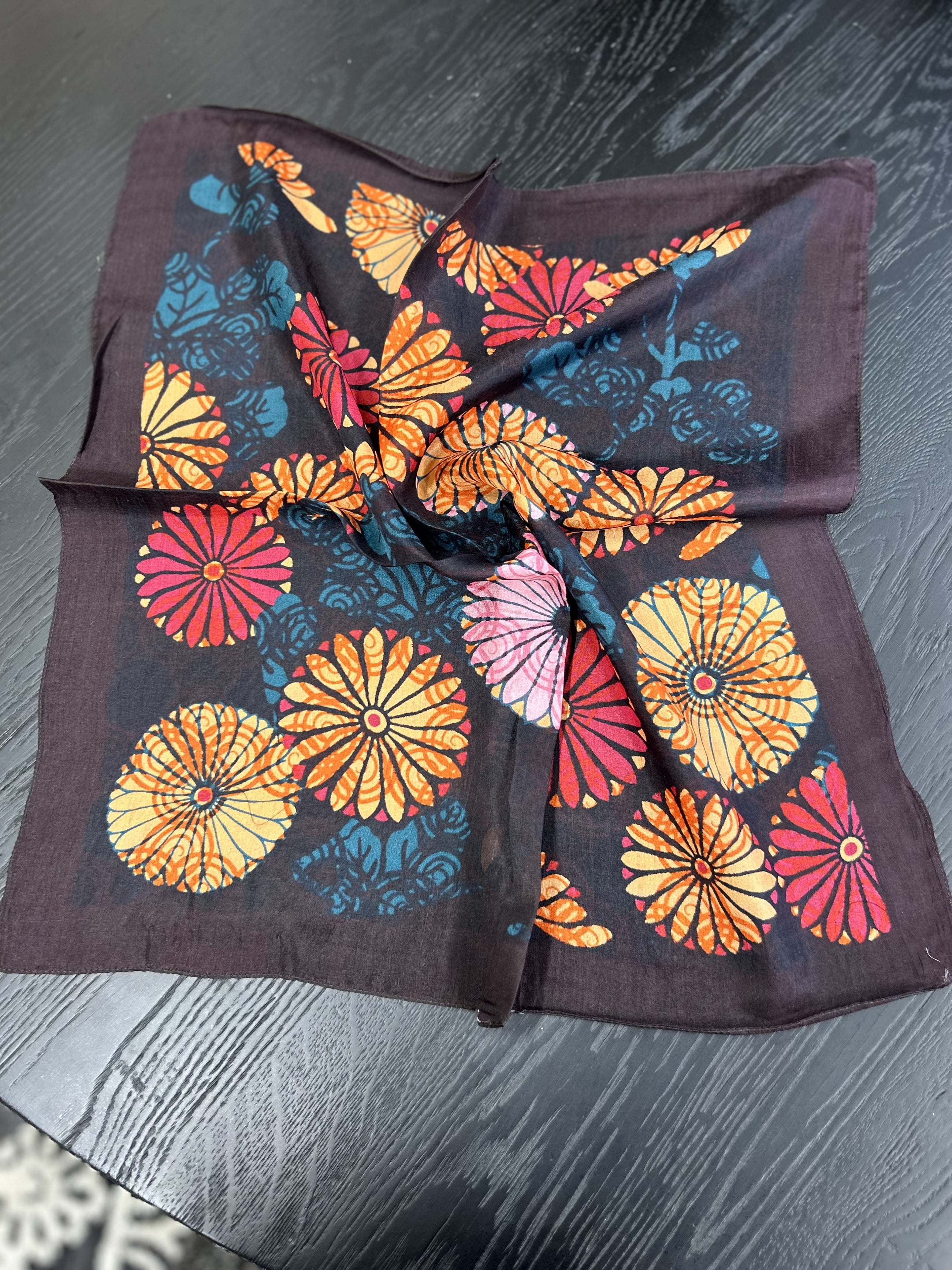 Silk Square Scarf - Flower