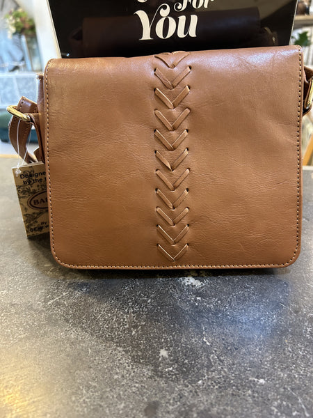 Zigzag Leather Handbag Tan