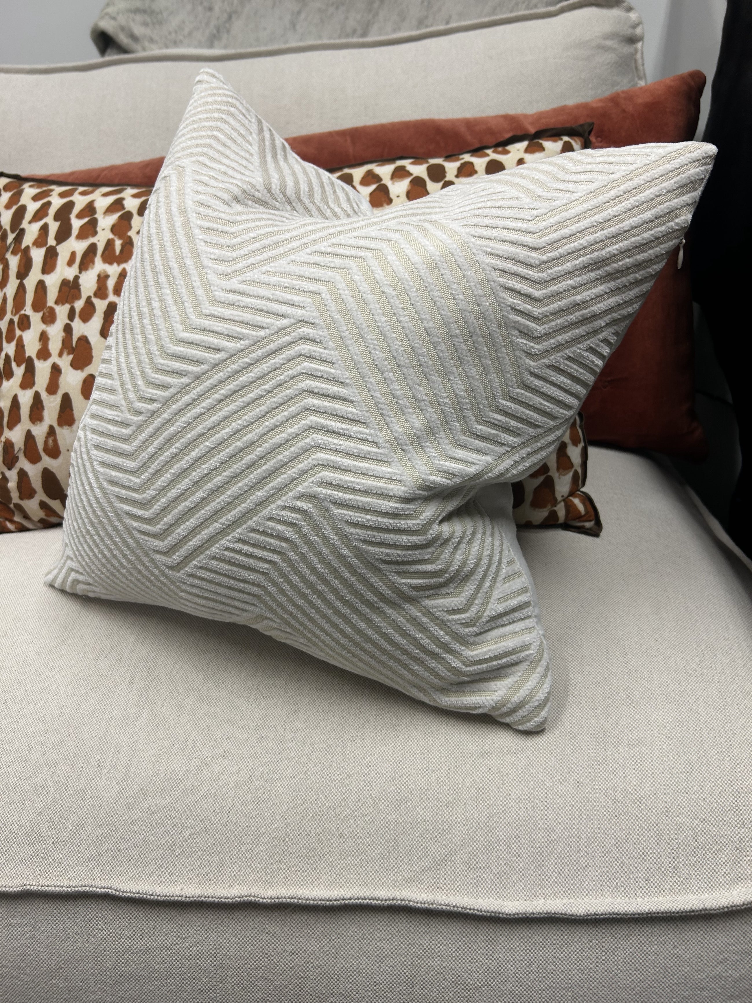 Cream Beige Stripe Cushion 45 x 45