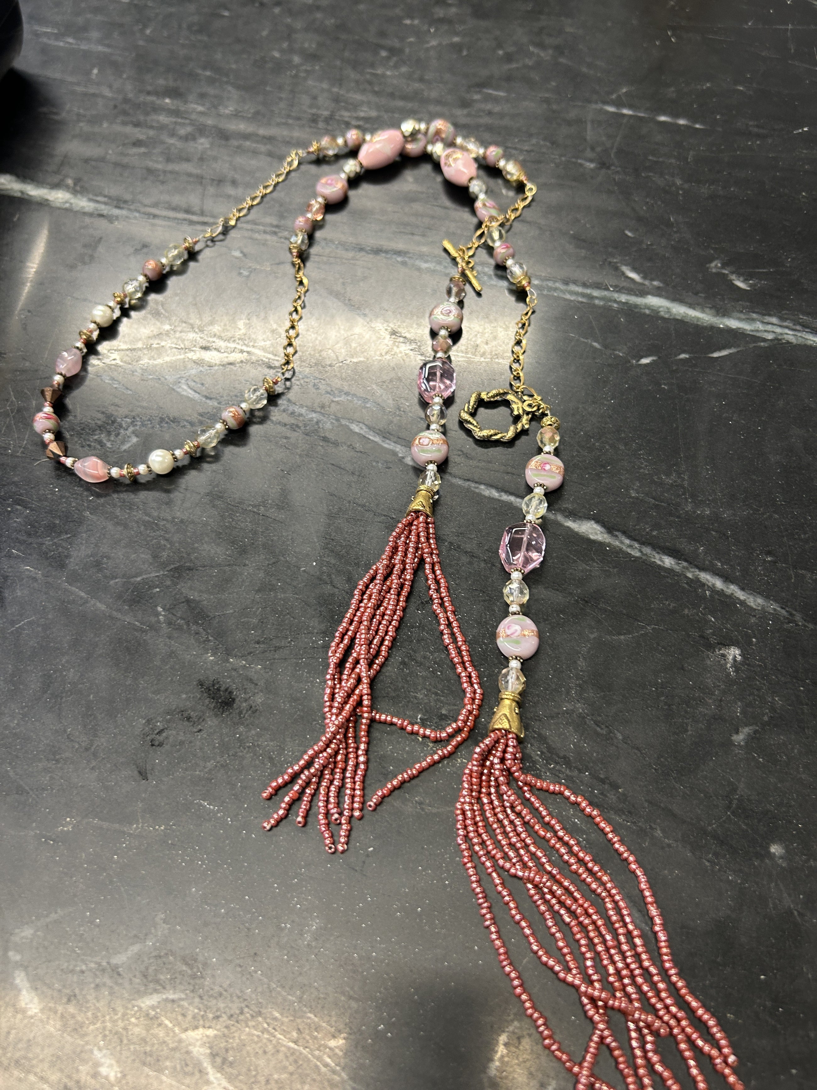 Pink Jewel Bead Necklace