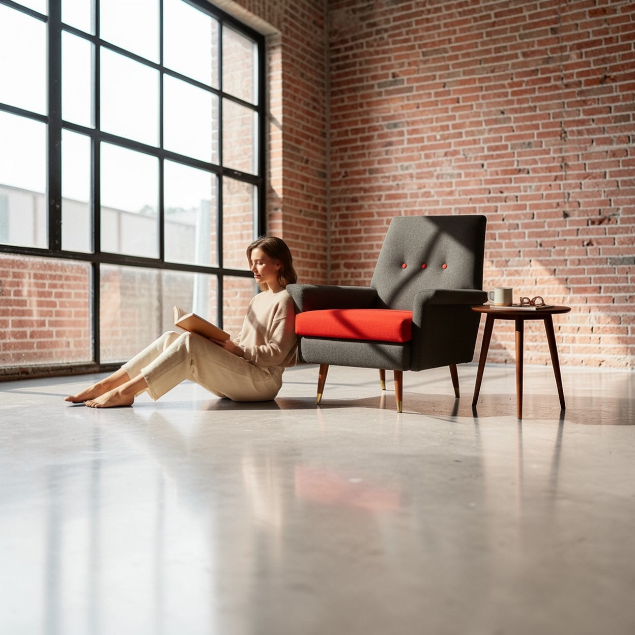 Mid Century Red Blue Chair