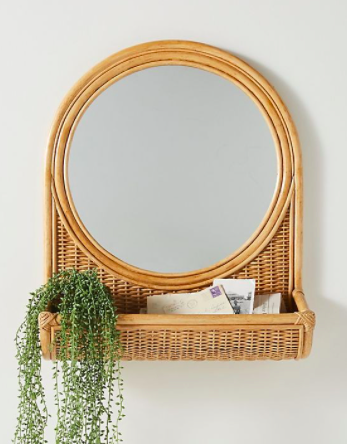 Shelf Rattan Mirror