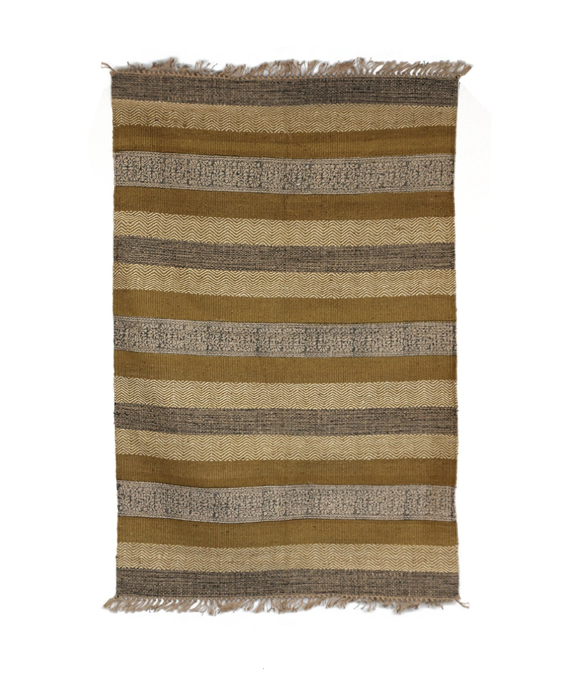 Charteuse & Charcoal Stripe Jute Rug 180x120cm