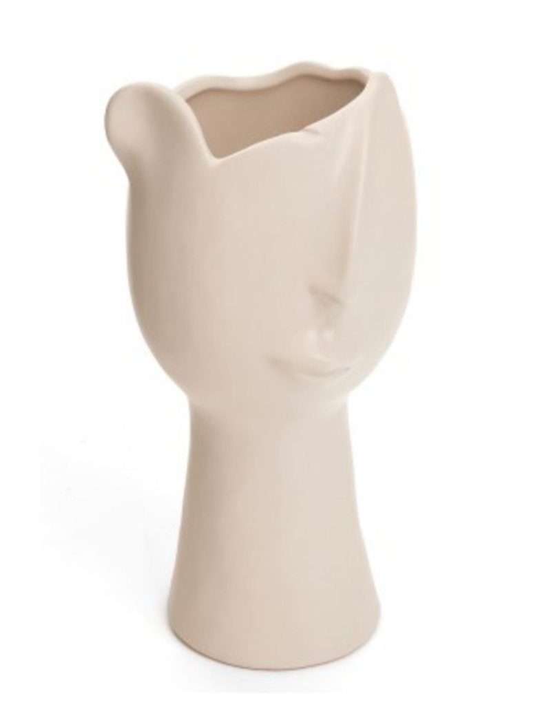 Ceramic Face Vase Beige