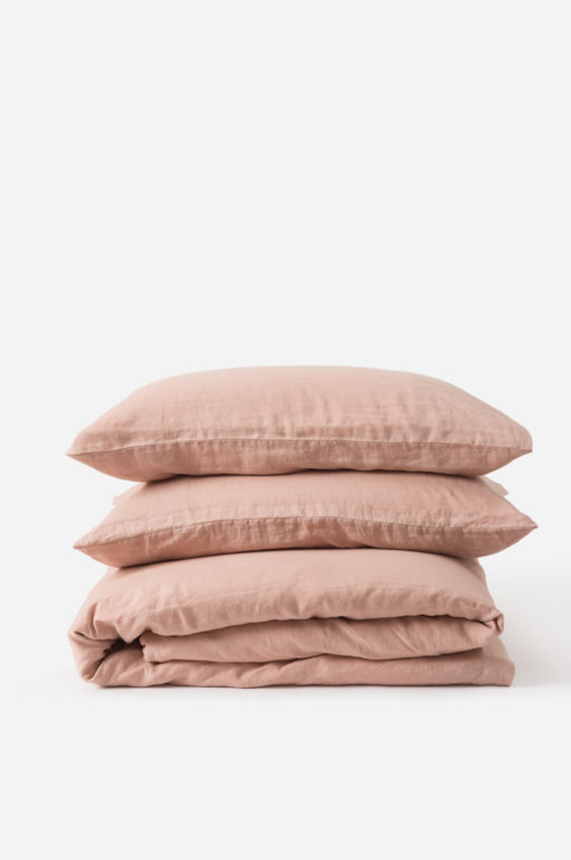 Linen Duvet Cover - Iced Tea - Super King