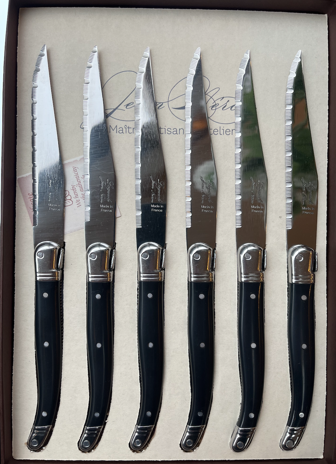 Laguiole Steak Knives - Black - Set of 6