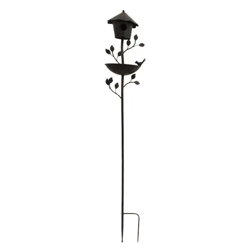 Garden Stake Bird House - Black