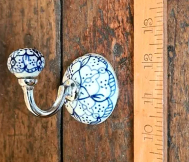 Ceramic Hook  - Blue & White