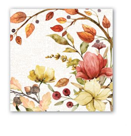 Fall Leaves & Flowers Napkins ( Cocktail )