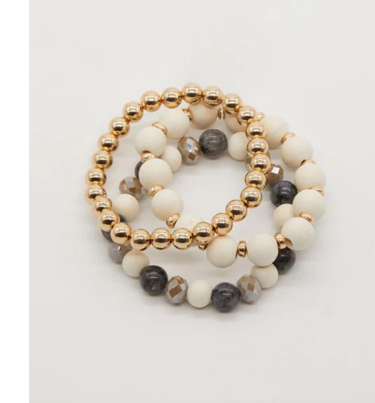 Stella & Gemma Gold/White Black Stone Braclet