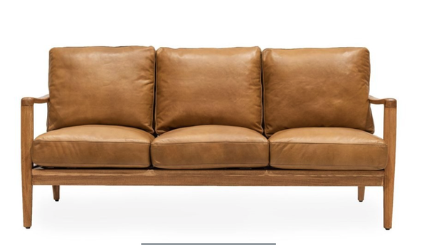 Reid 3 Seater Leather Sofa Tan