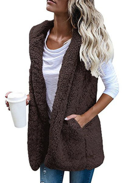 Casual Faux Wastecoat - Brown