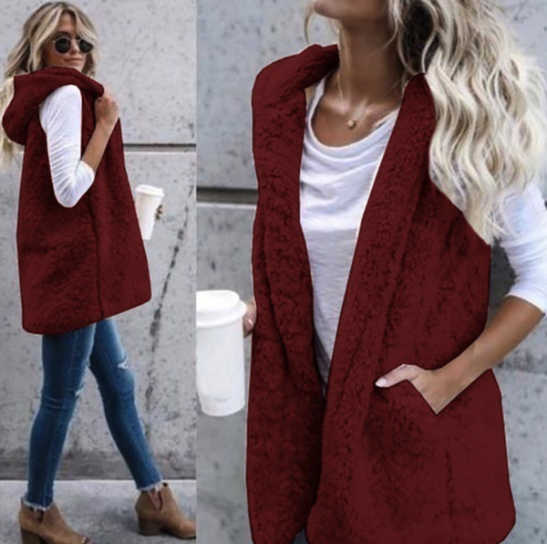 Casual Faux Wastecoat - Claret