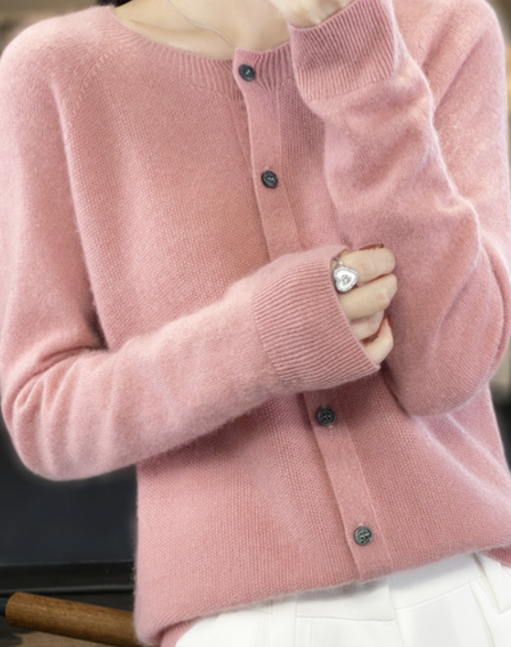 Buttoned  Sweater Pink