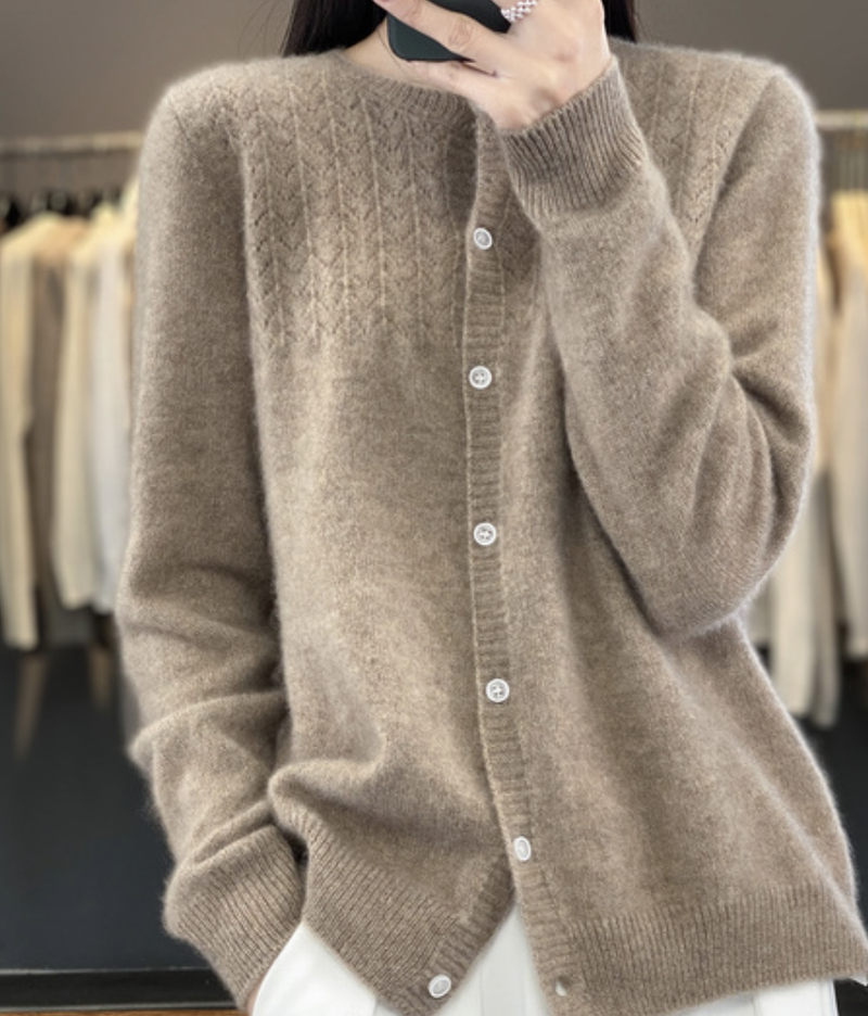 Buttoned  Sweater Brown