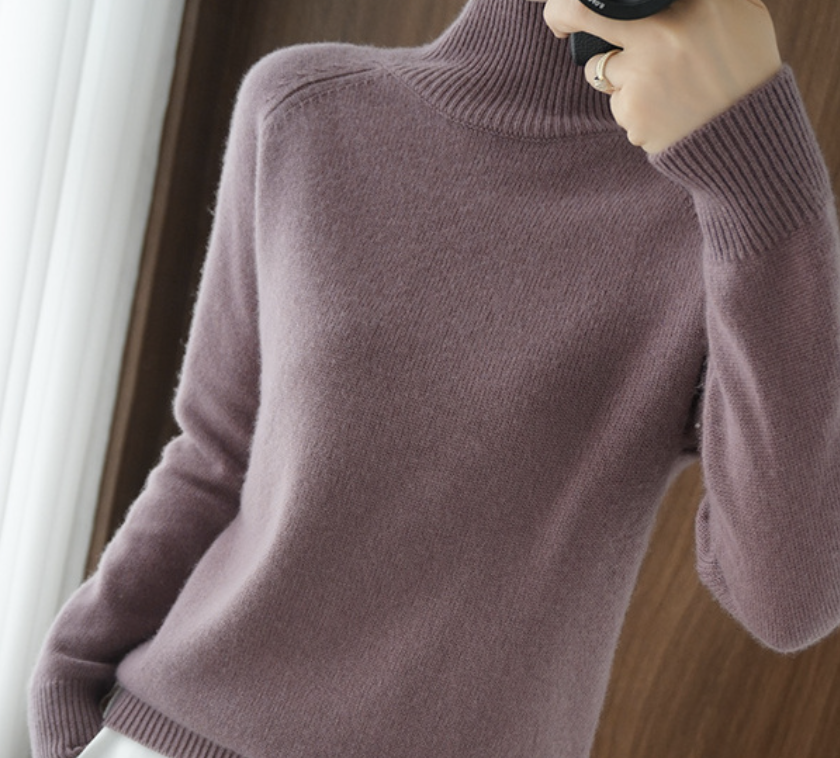 Magenta Cashmere Turtleneck