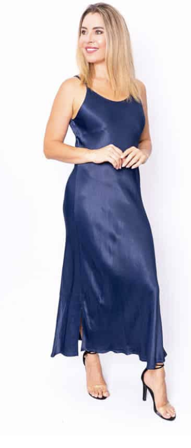 Silky Midi Dress Navy