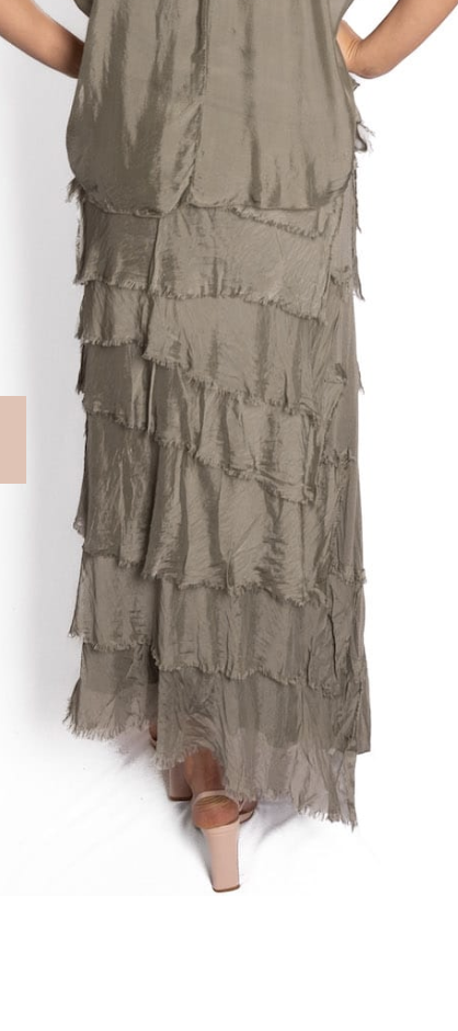 Silk Cut Skirt Khaki