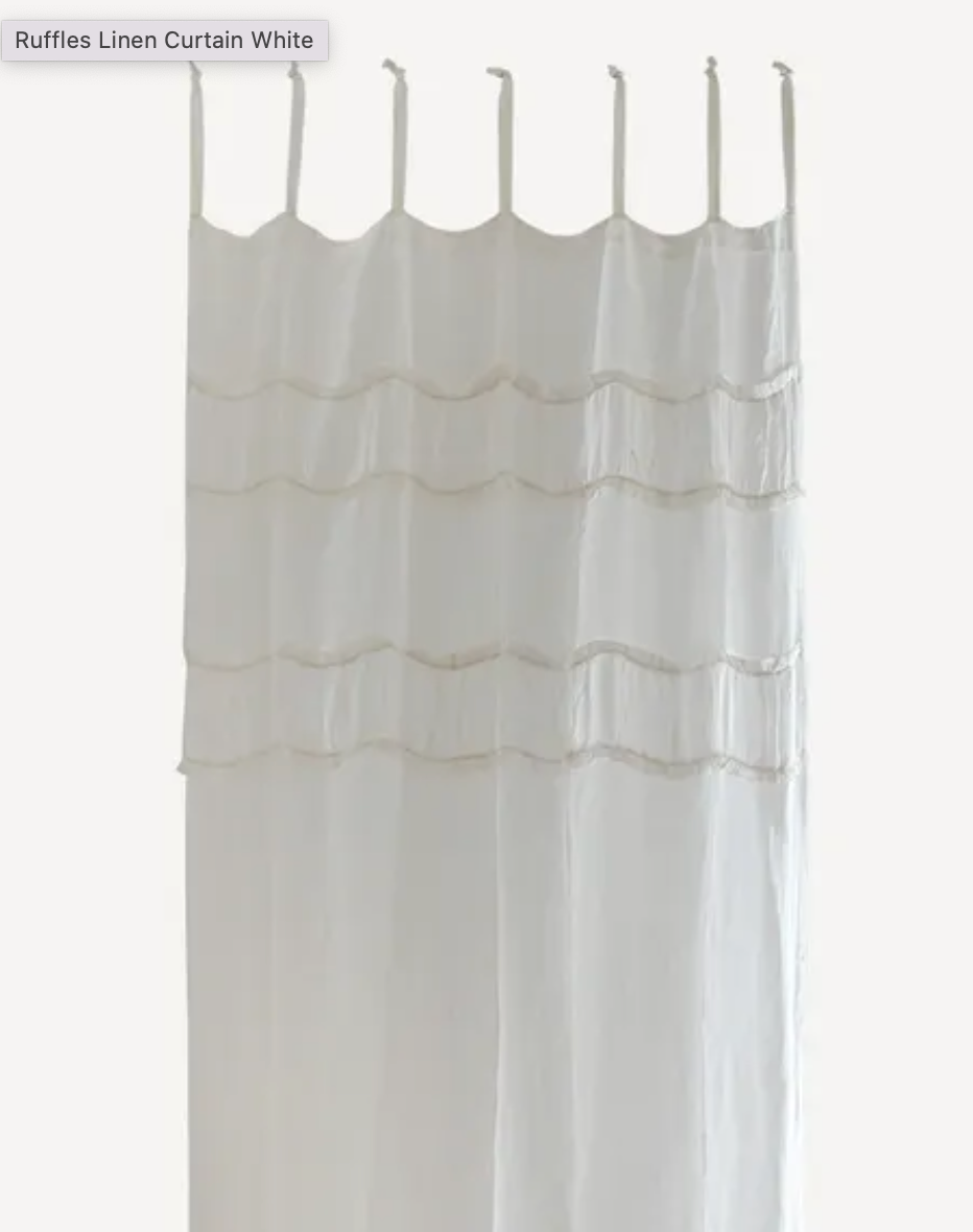 Ruffles Linen Curtain - White