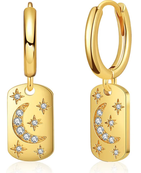 Celestial Rectangle Gold Plated Earrings
