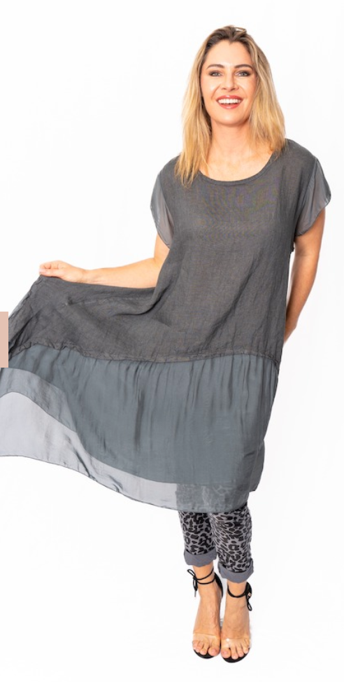 Linen Dress - Charcoal