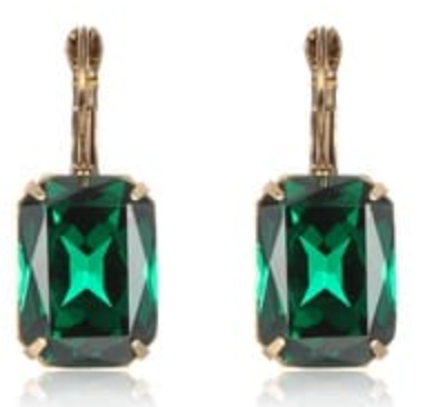 Antique Style Gem Earrings - Emerald