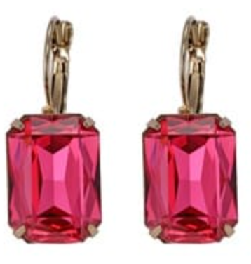 Antique Style Gem Earrings - Rose Pink