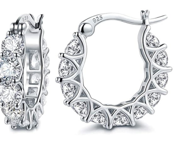 CZ Hoop Earrings - Silver