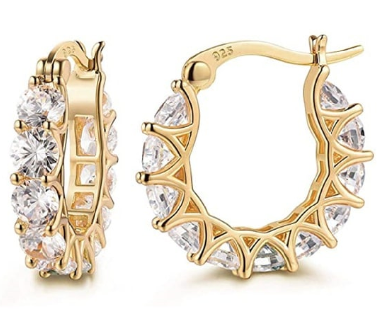 CZ Hoop Earrings - Gold