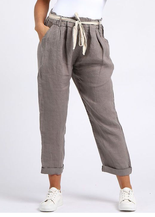 Marcella Linen Trousers - Mocha (10-14)