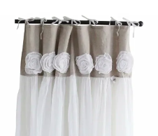 Linen/Cotton Curtain with Roses