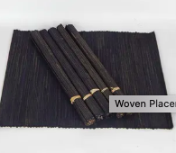 Woven Placemat Black 36cm x 50cm