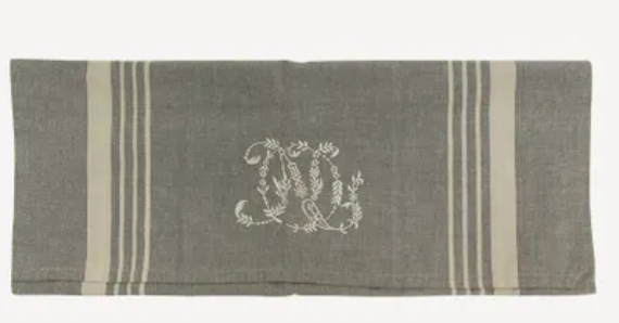 Monogram Tea Towel - Grey stripe
