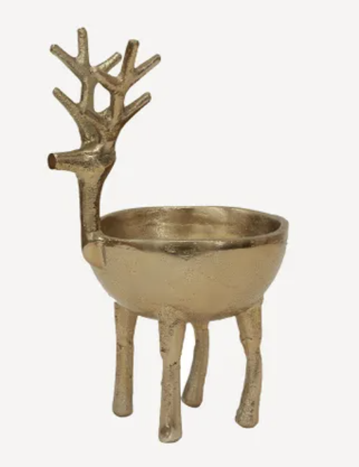 Reindeer Sweets Bowl Gold Large