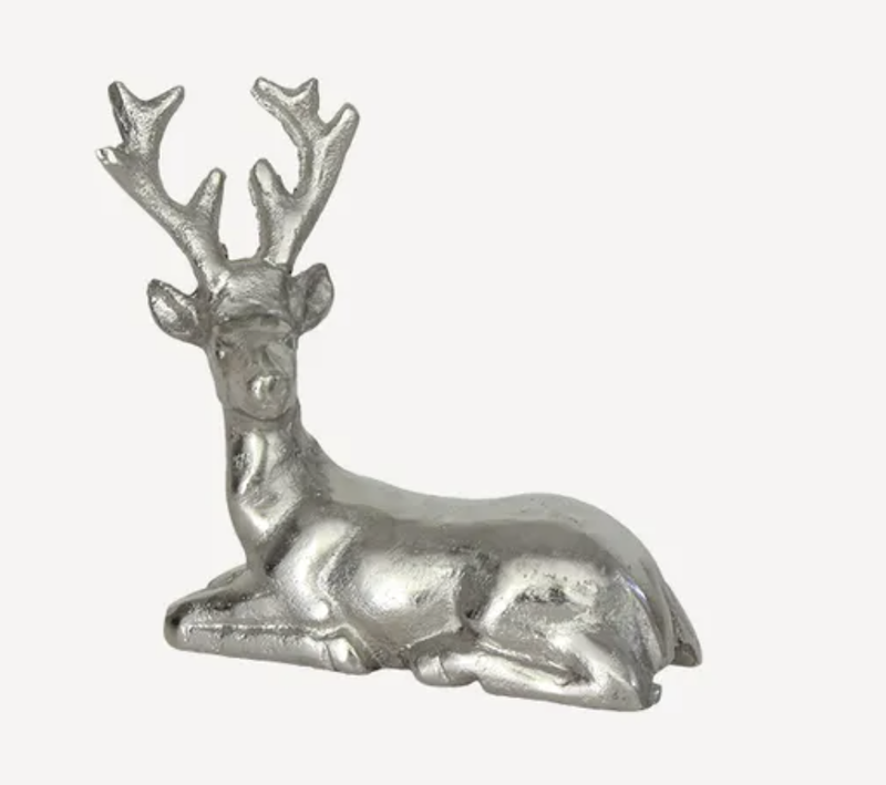 Antique Silver Deer Sitting