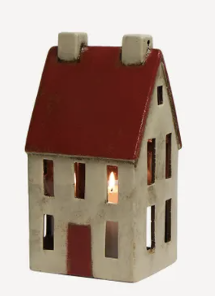 Tea Light Tall Chalet Red/White